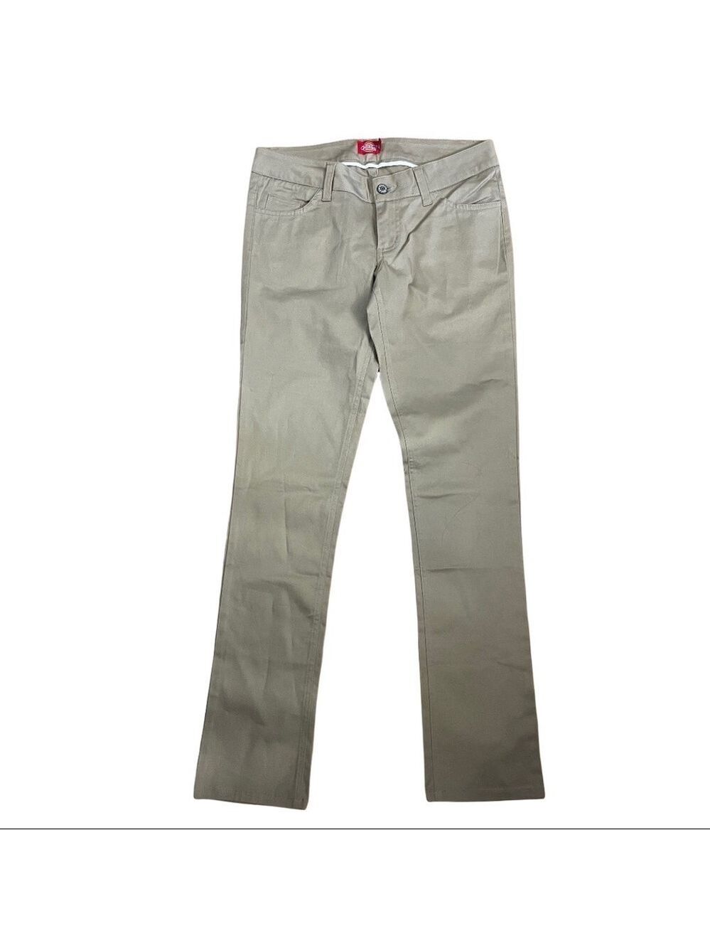 Dickies Girl 5 Pocket Classic Skinny HH 164 Low Rise Khaki Flat Front Pa…